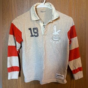 GAP Kids Beige and Orange Striped Quarter Button Polo